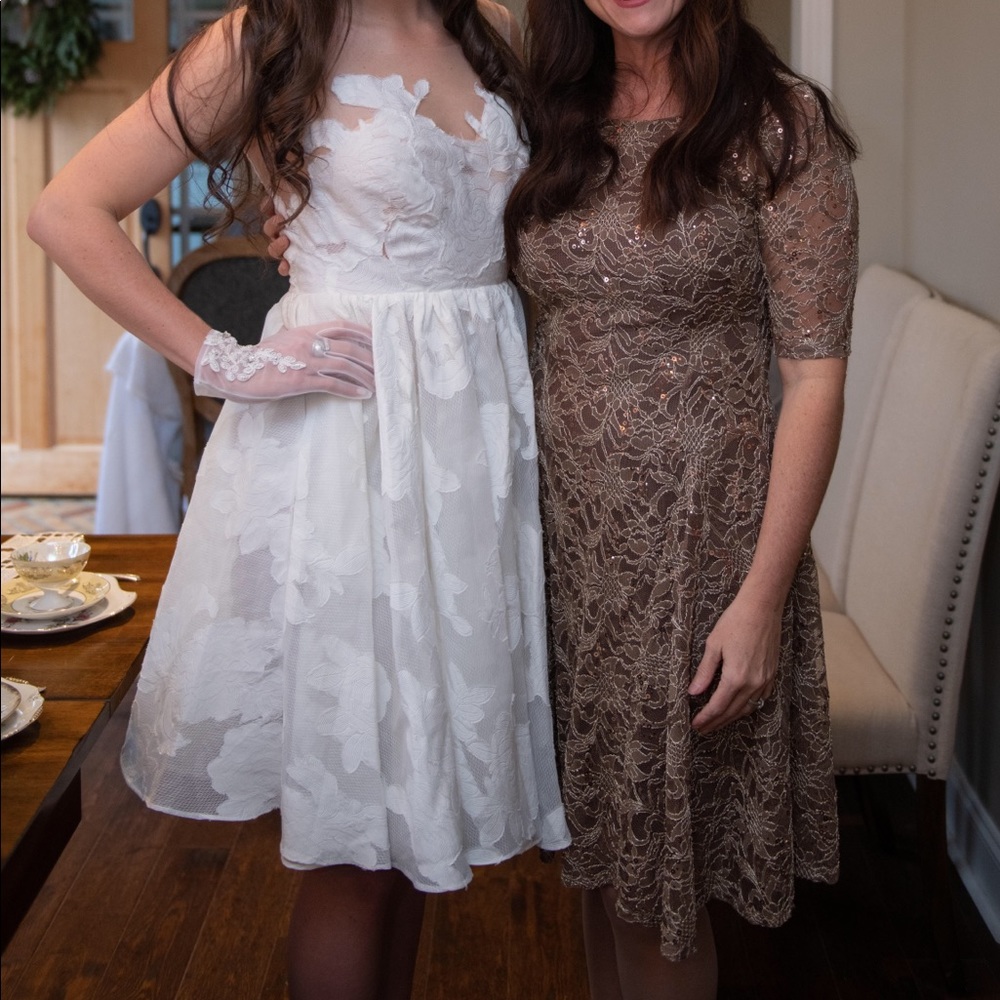 BHLDN white lace and mesh dress size 6